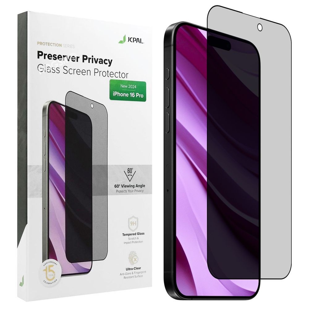 JCPAL Preserver Privacy Glass | SZKŁO Prywatyzujące do Apple iPhone 16 Pro |