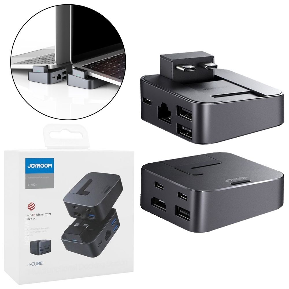 JoyRoom | 2w1 Podstawka i Adapter HUB 3x USB-C LAN 3x USB HDMI do Apple MacBook Pro