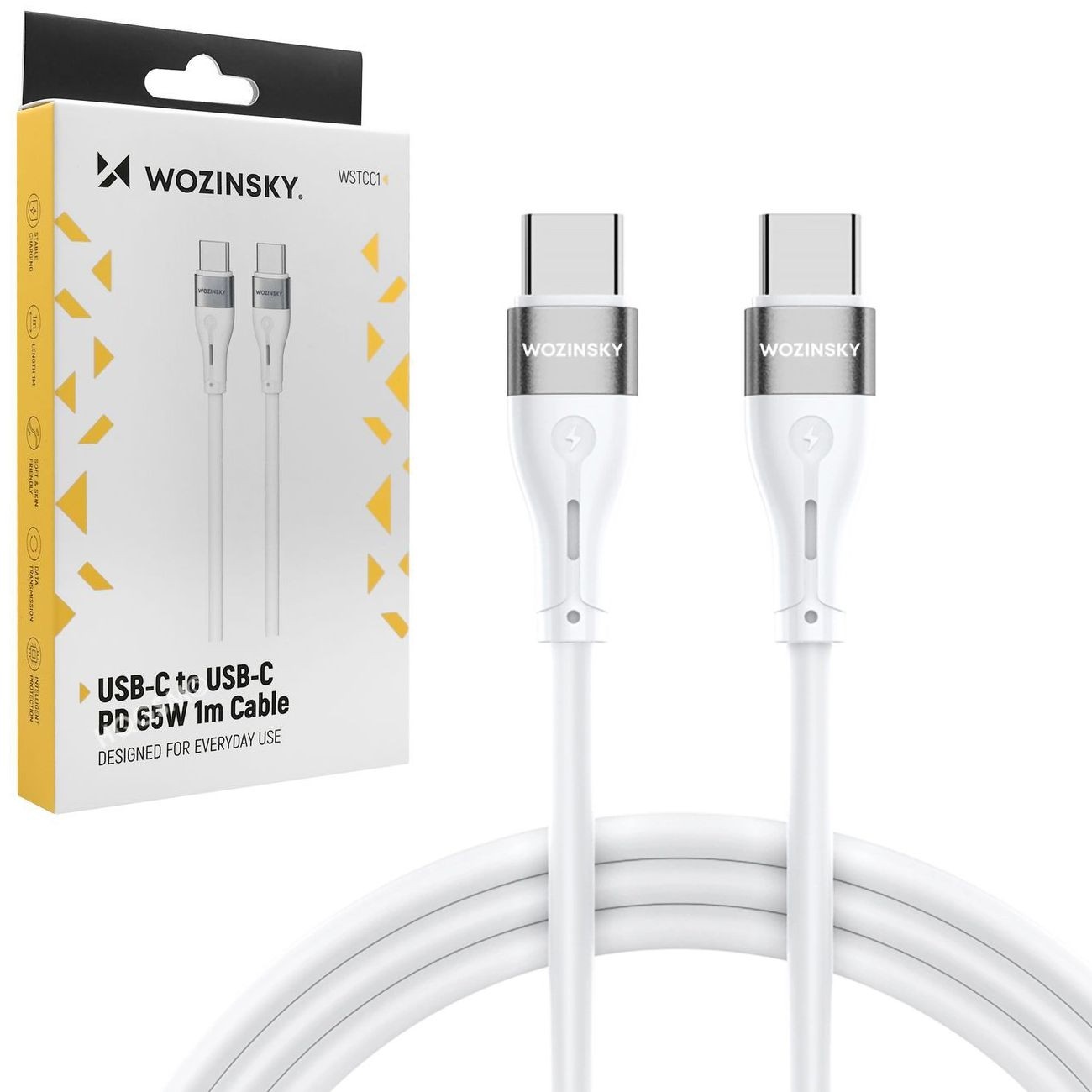 Wzmocniony Kabel USB-C Power Delivery | 65W | Biały | 100cm