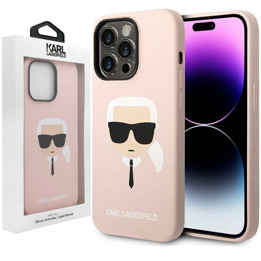 Etui Karl Lagerfeld Silicone | Karl's Head | Pink do Apple iPhone 14 Pro Max