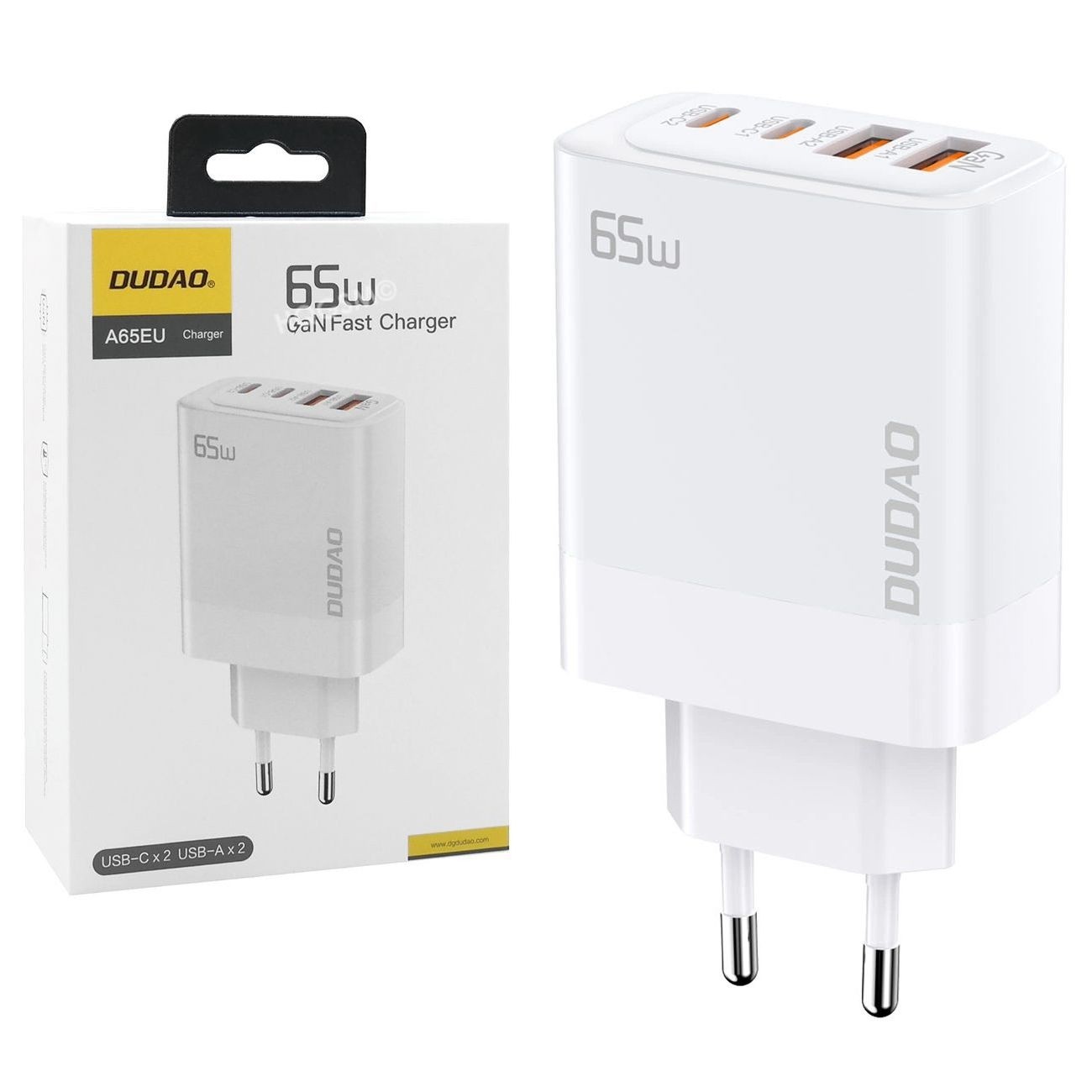 Dudao Fast Charger | Szybka Ładowarka Sieciowa 2x USB-C 2x USB | GaN | 65W | Biała