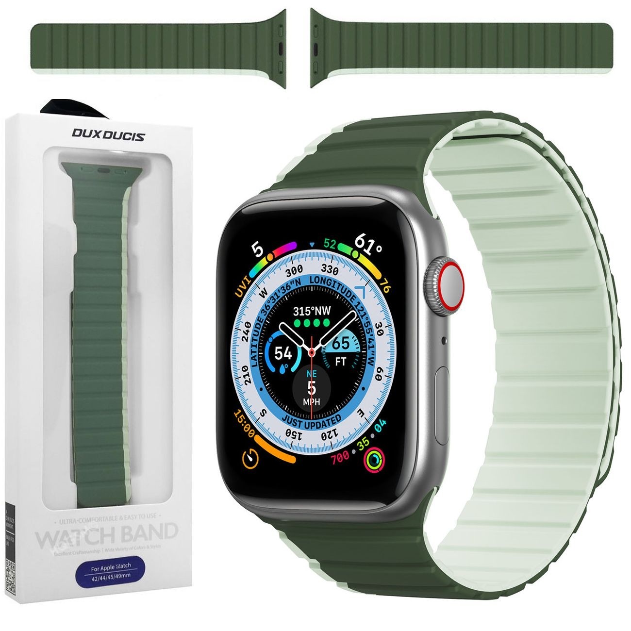 Dux Ducis | Magnetyczny Pasek Silikonowy | Green do Apple Watch Ultra 1/2