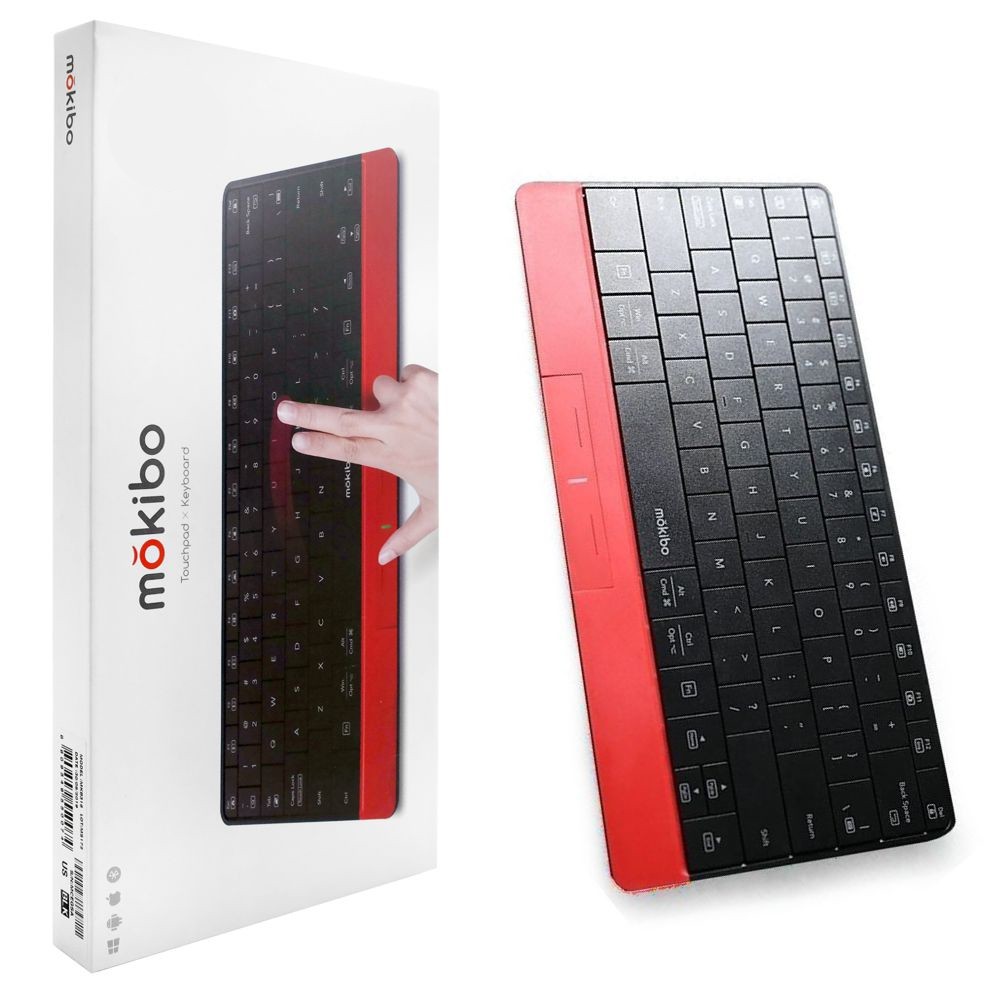 Mokibo | 2w1 Smart Klawiatura Bluetooth z Touchpadem w Klawiszach | Czarno-czerwona