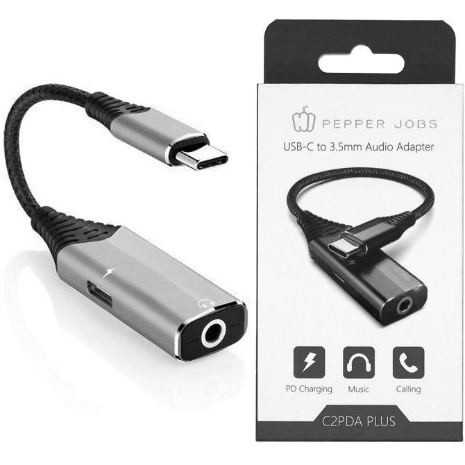 Pepper Jobs | USB-C Audio Adapter 3,5mm + USB-C Power Delivery | DAC