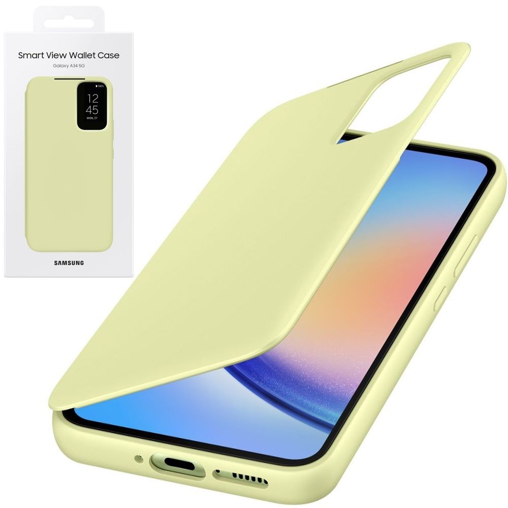 Oryginalne Etui Smart View Wallet Case | Limonkowe do Samsung Galaxy A34 5G