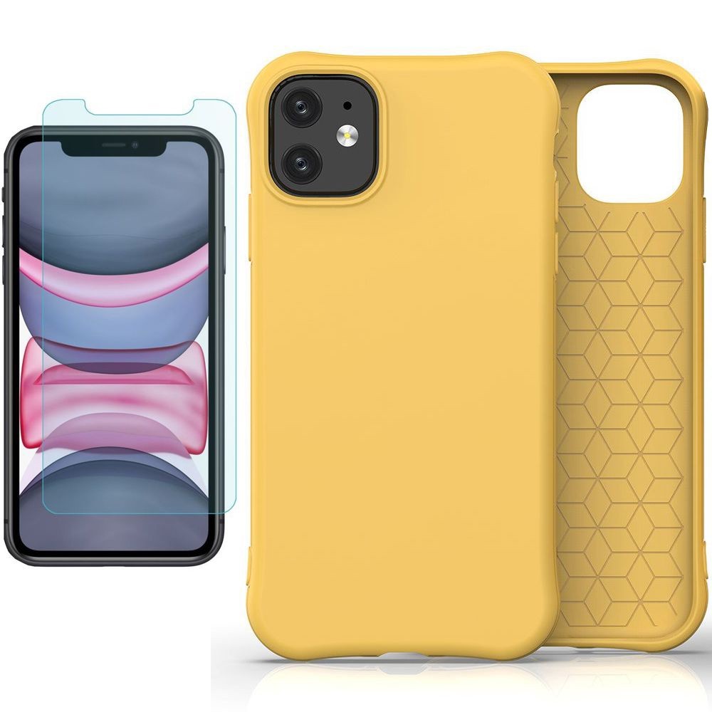 Etui Silicone Color Case | Yellow + SZKŁO do Apple iPhone 11