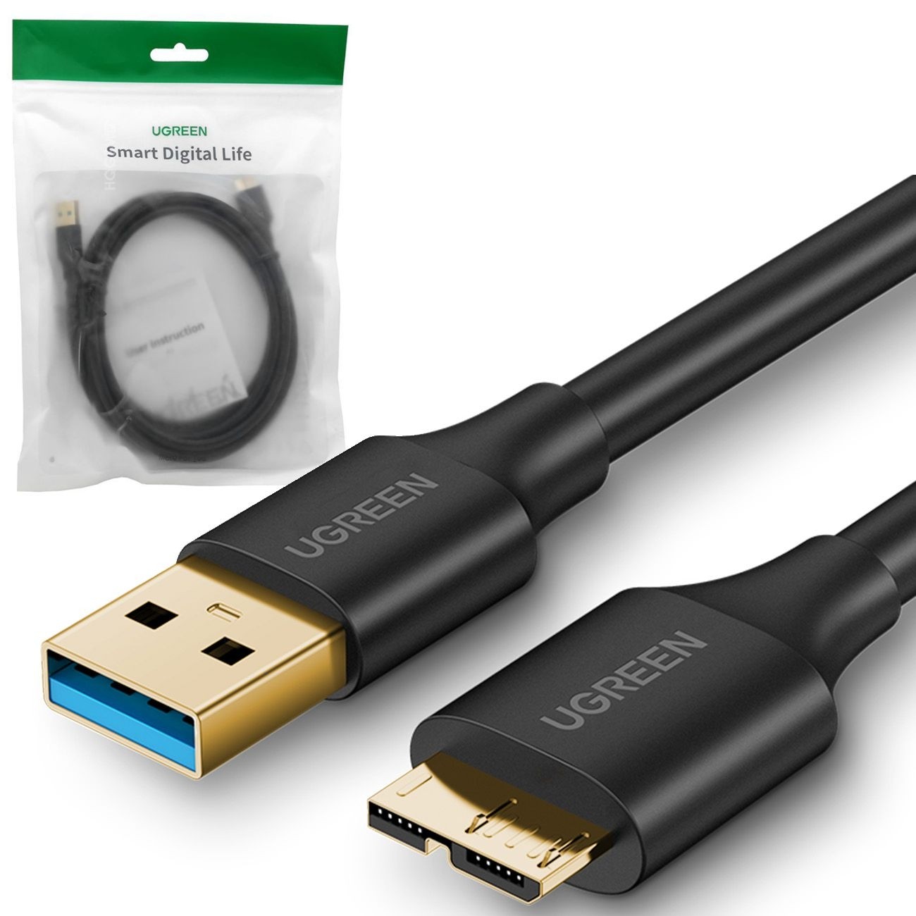 Ugreen | Szybki Kabel USB 3.0 microUSB 3.0 typ B SuperSpeed | 5Gb/s | 200cm