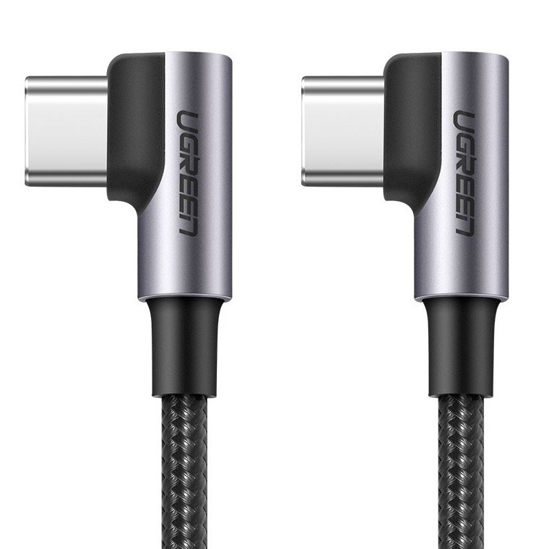 Ugreen | Kątowy Aluminiowy Kabel USB-C na USB-C | QC 3.0 FCP 3A | 100cm