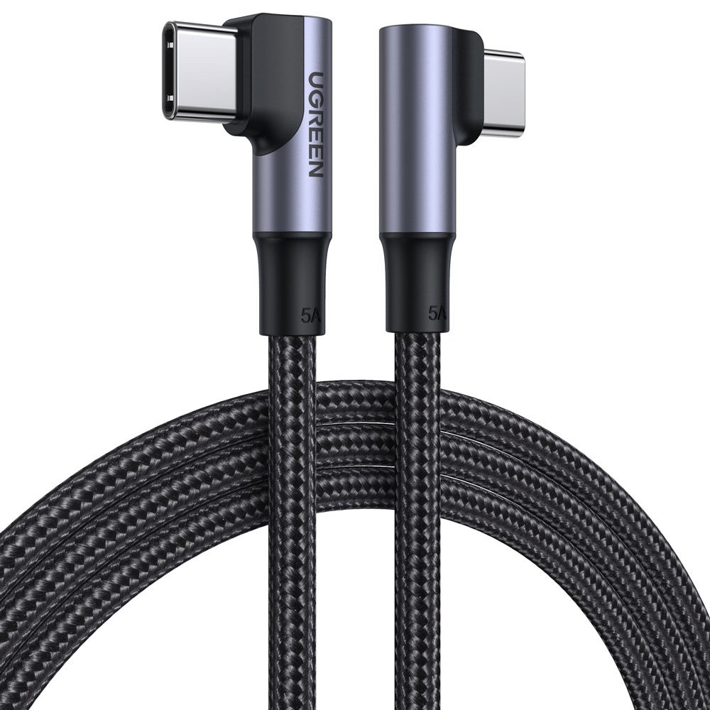 Ugreen | Kątowy Aluminiowy Kabel USB-C na USB-C | QC 3.0 PD 100W 5A | 100cm