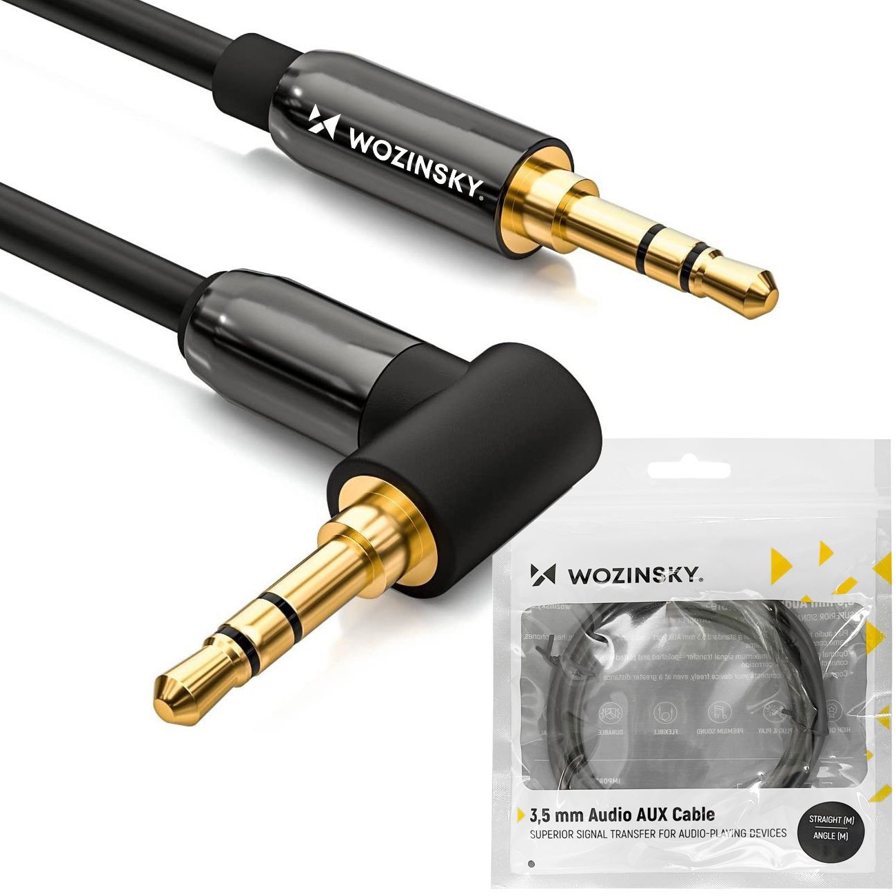 Wozinsky | Kątowy Kabel Audio AUX Jack 3.5mm | 200cm