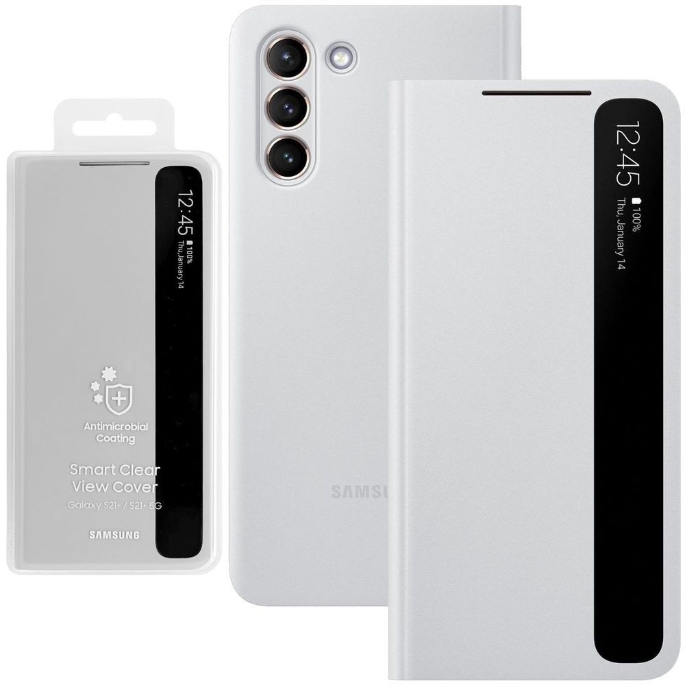 Oryginalne Etui z Klapką Smart Clear View Cover | Light Gray do Samsung Galaxy S21+ Plus 5G