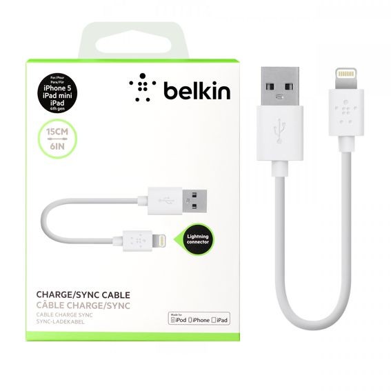 Belkin MFI Lightning Cable | Krótki Kabel z Certyfikatem Apple iPhone | 15cm