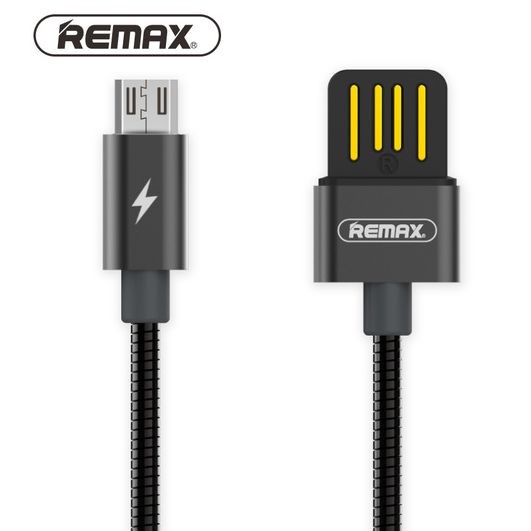 Remax Silver Serpent | Metalowy Kabel Micro USB 100cm | Czarny