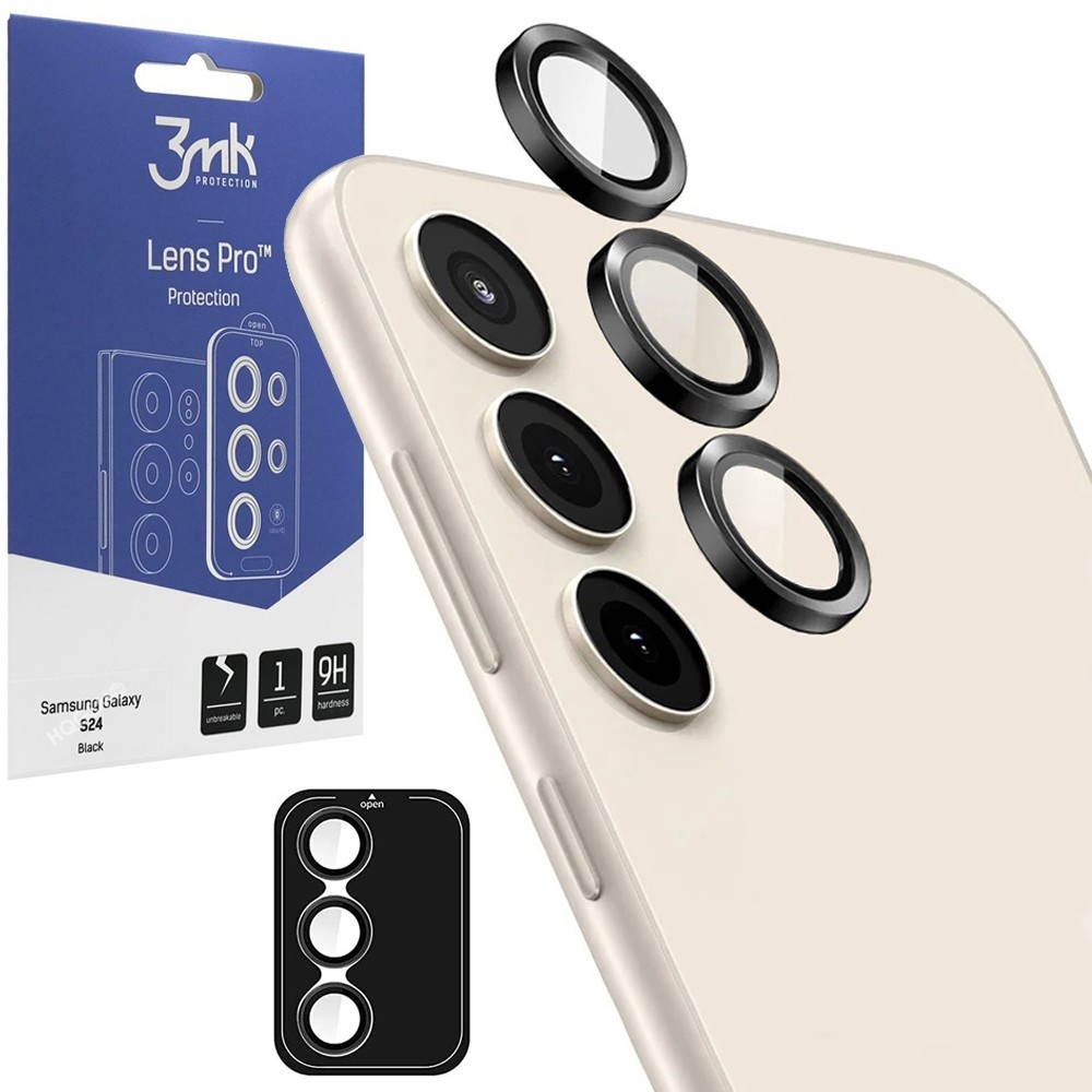 3mk Lens Pro | Osobne Szkła na Aparat | Czarne do Samsung Galaxy S24 |