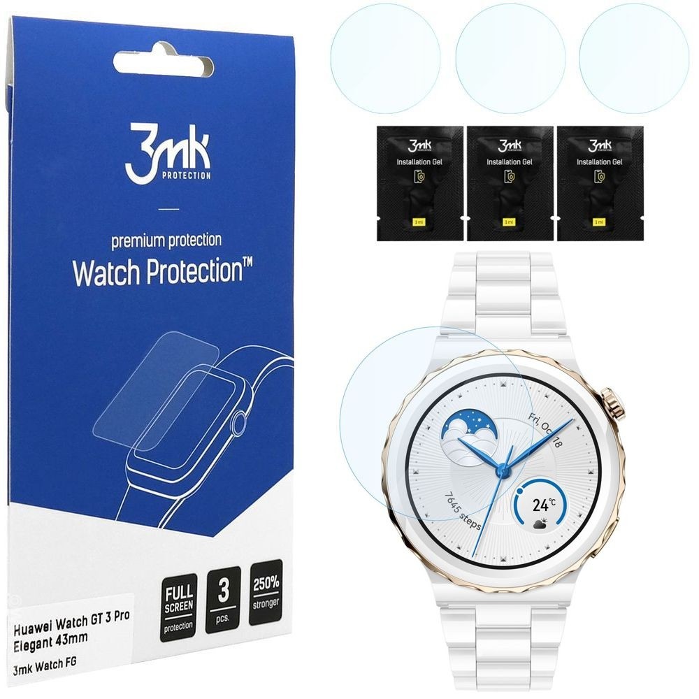 3x Folia Hybrydowa 3mk Watch Protection ARC do Huawei Watch GT3 Pro Elegant 43mm