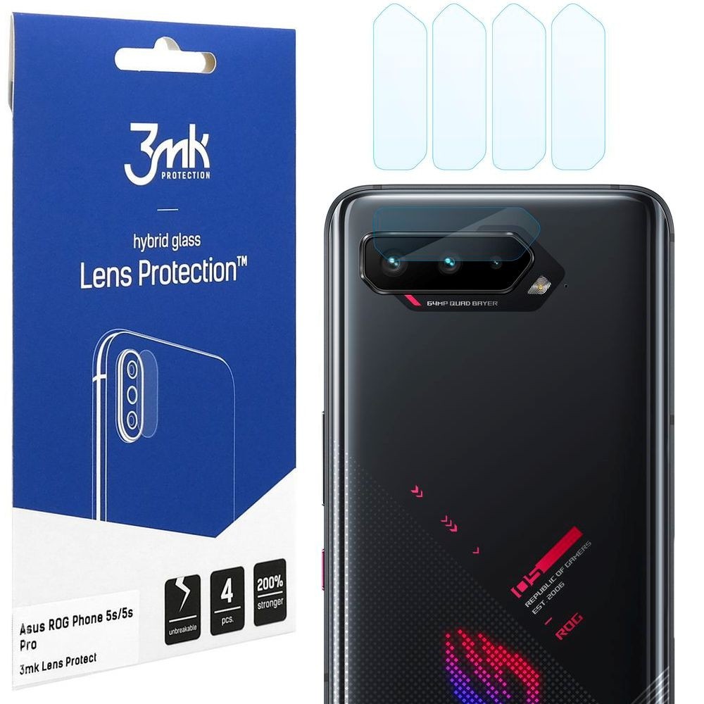 4x 3mk Lens Protection | Szkło Ochronne na Obiektyw Aparat do Asus ROG Phone 5s / Pro