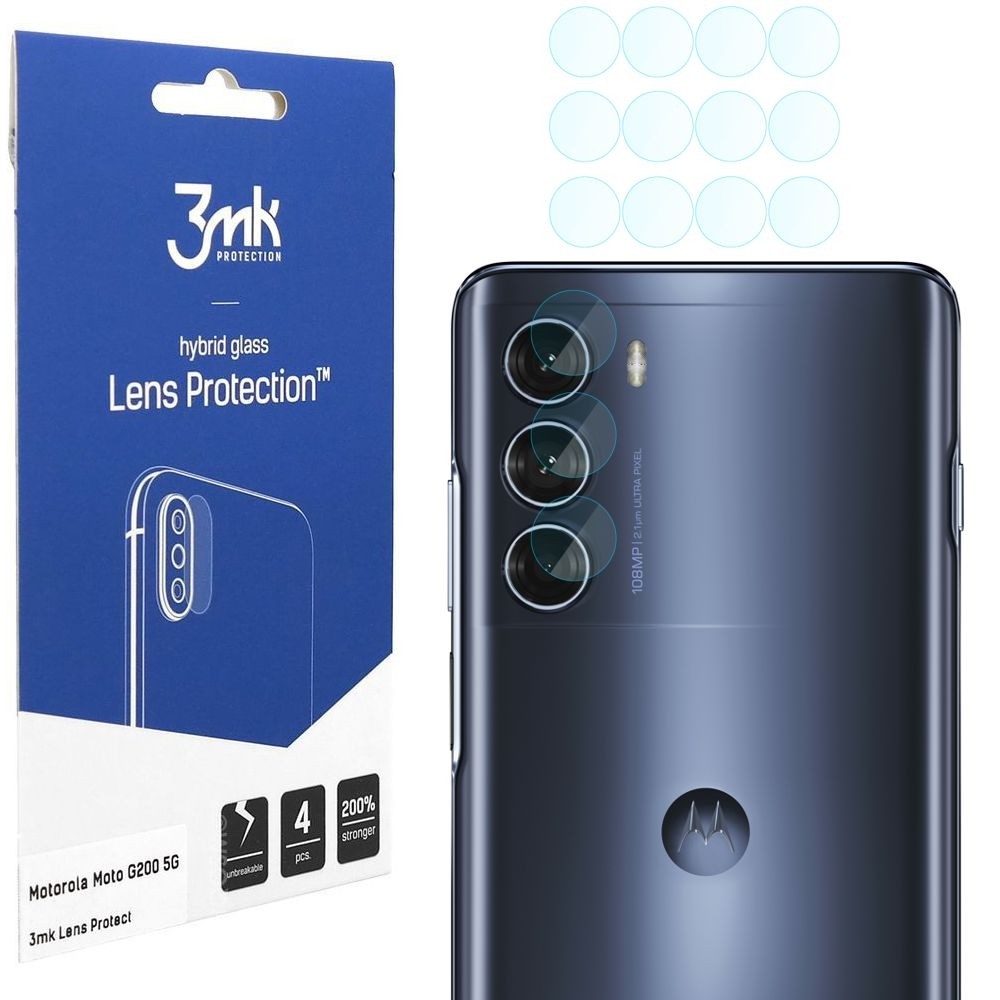 4x 3mk Lens Protection | Szkło Ochronne na Obiektyw Aparat do Motorola Moto G200 5G