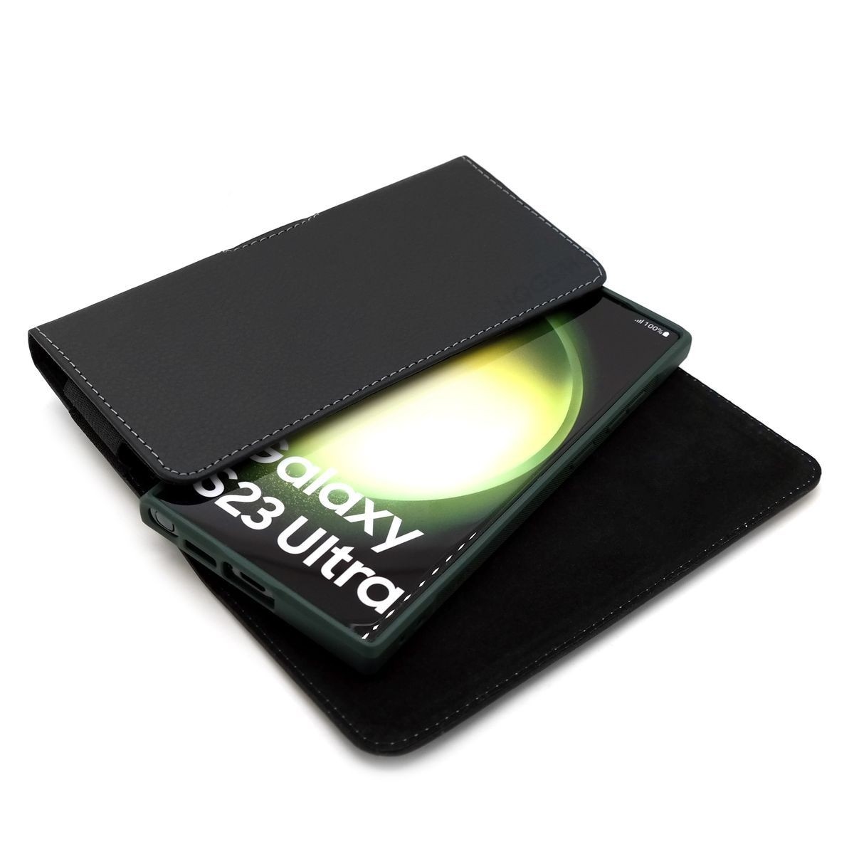 Skórzane Etui Kabura na Pasek | Czarne do Samsung Galaxy S23 Ultra