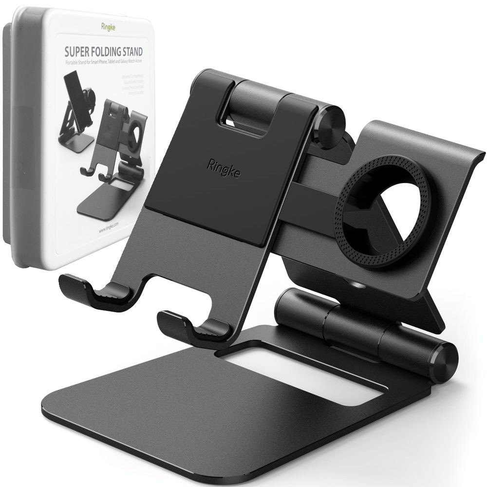 Ringke Super Folding Stand | Składana Podstawka na Samsung Galaxy Watch Active Tablet Telefon | Czarna