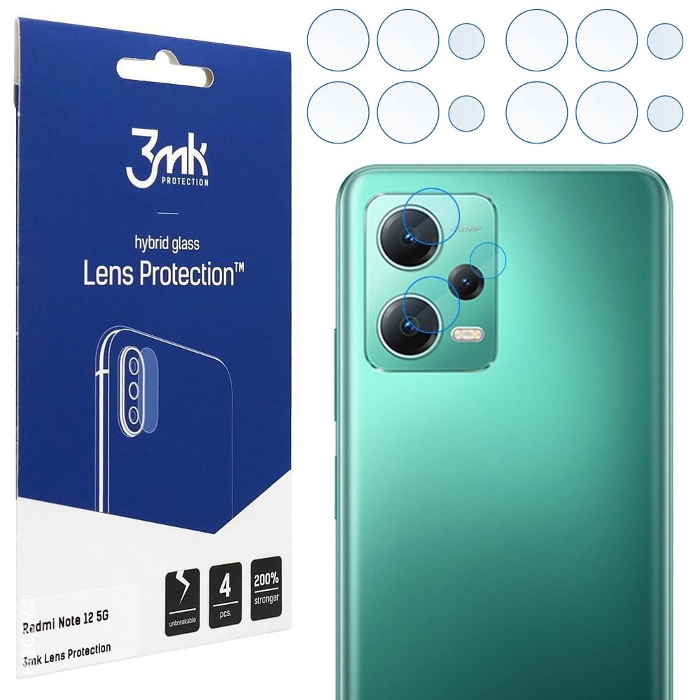 4x 3mk Lens Protection | Szkło Ochronne na Obiektyw Aparat do Xiaomi Redmi Note 12 5G