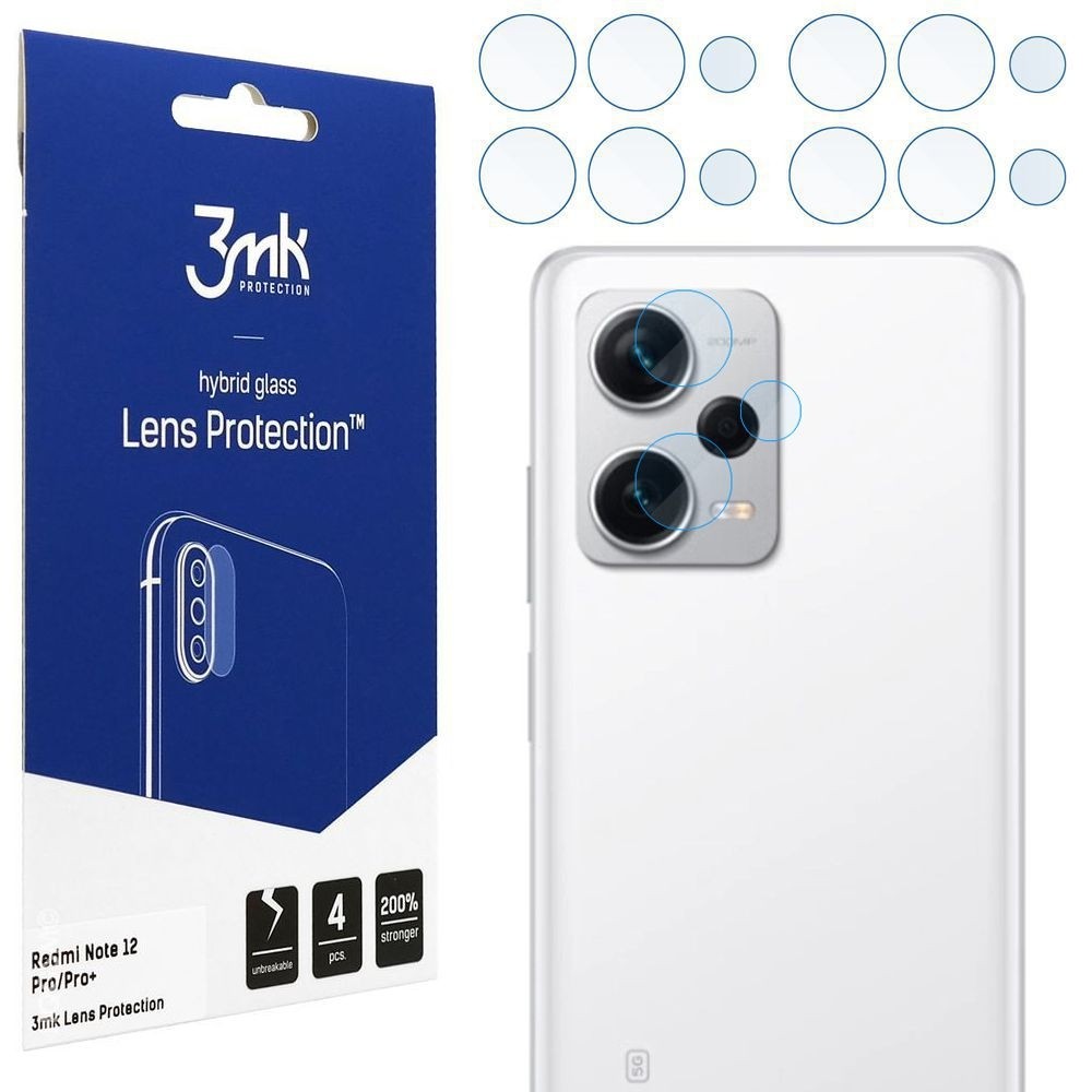4x 3mk Lens Protection | Szkło Ochronne na Obiektyw Aparat do Xiaomi Redmi Note 12 Pro+ Plus 5G