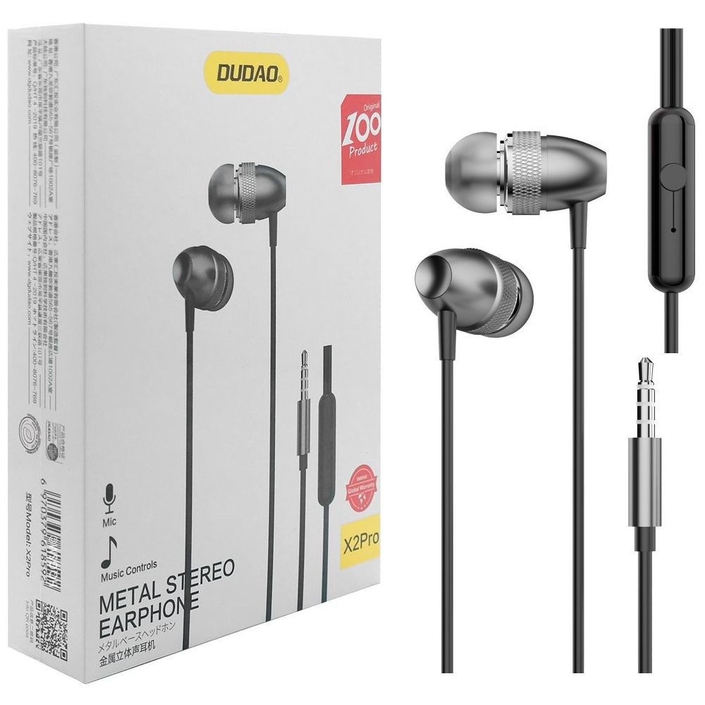 Dudao X2Pro | Dokanałowe Metalowe Słuchawki Przewodowe z Pilotem i Mikrofonem | Jack 3.5mm