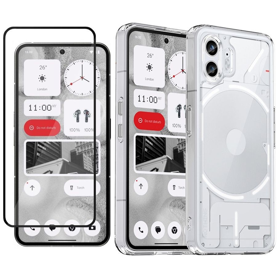 Etui Clear Hybrid Case | Clear + SZKŁO 5D do Nothing Phone 2