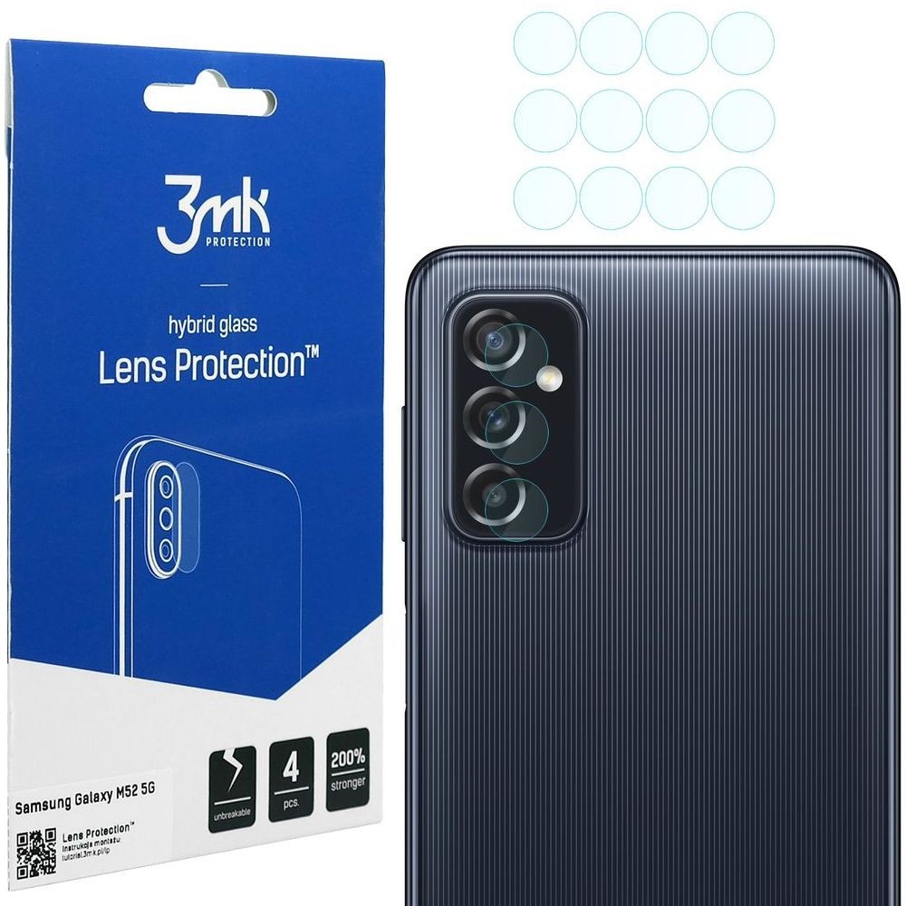 3mk Lens Protection | Szkło Ochronne na Obiektyw Aparat | 4szt do Samsung Galaxy M52 5G