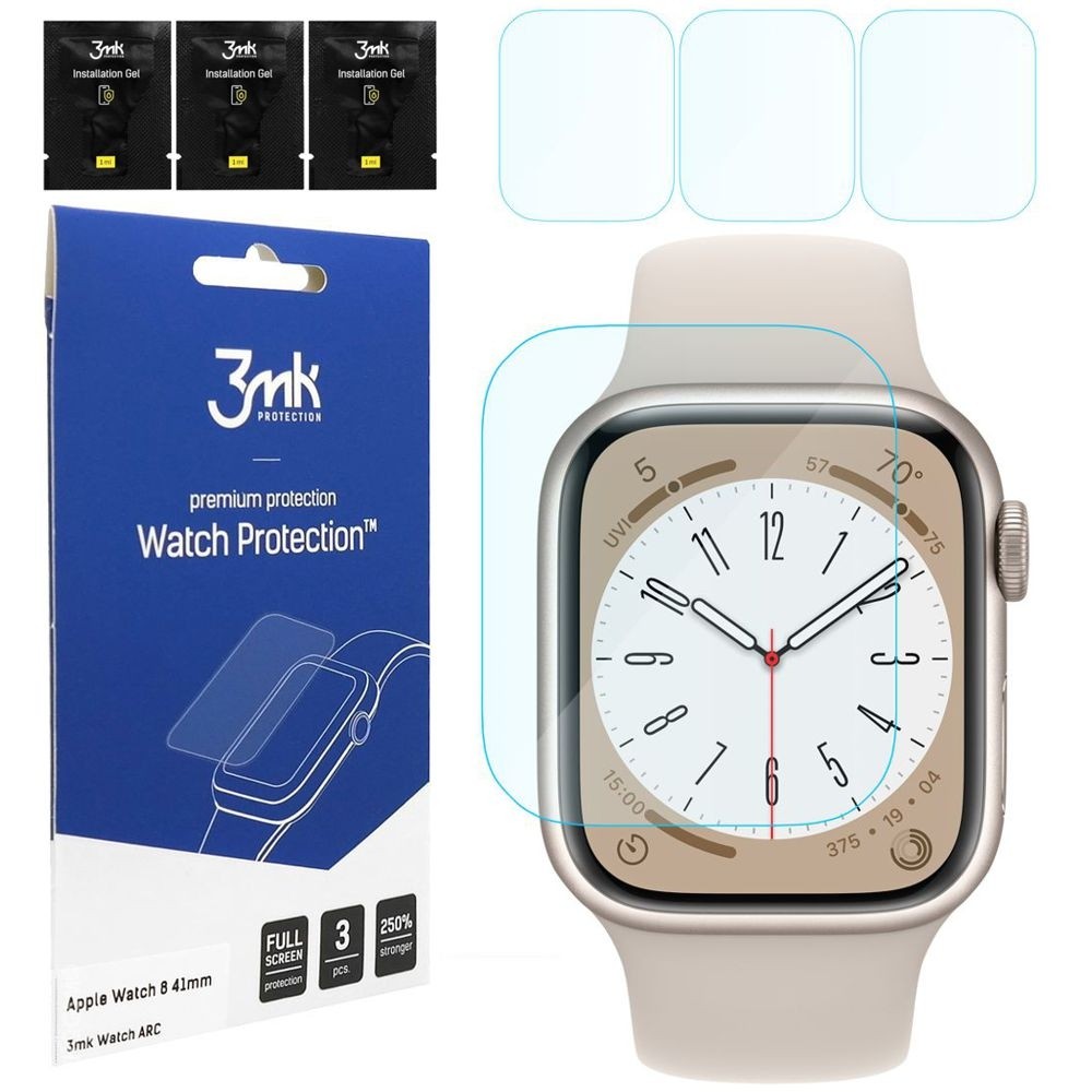 3x Folia Hybrydowa 3mk Watch Protection do Apple Watch 9/8 41mm
