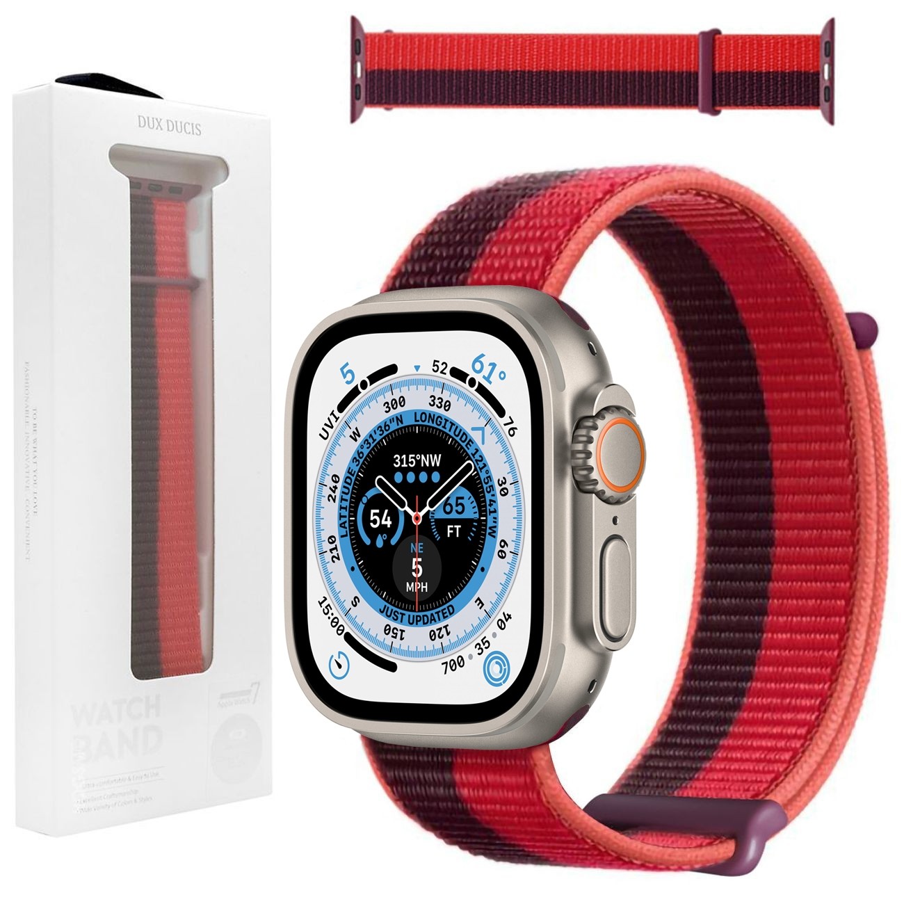 Dux Ducis Strap | Pasek NYLON | Cherry Red do Apple Watch Ultra 1/2