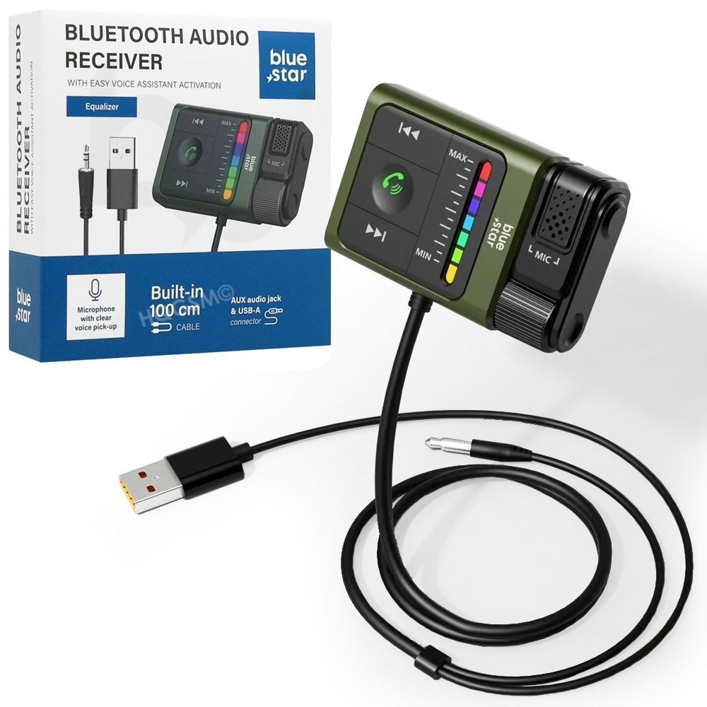 BlueStar | Odtwarzacz Transmiter FM Audio Bluetooth 5.3 USB Jack 3.5mm