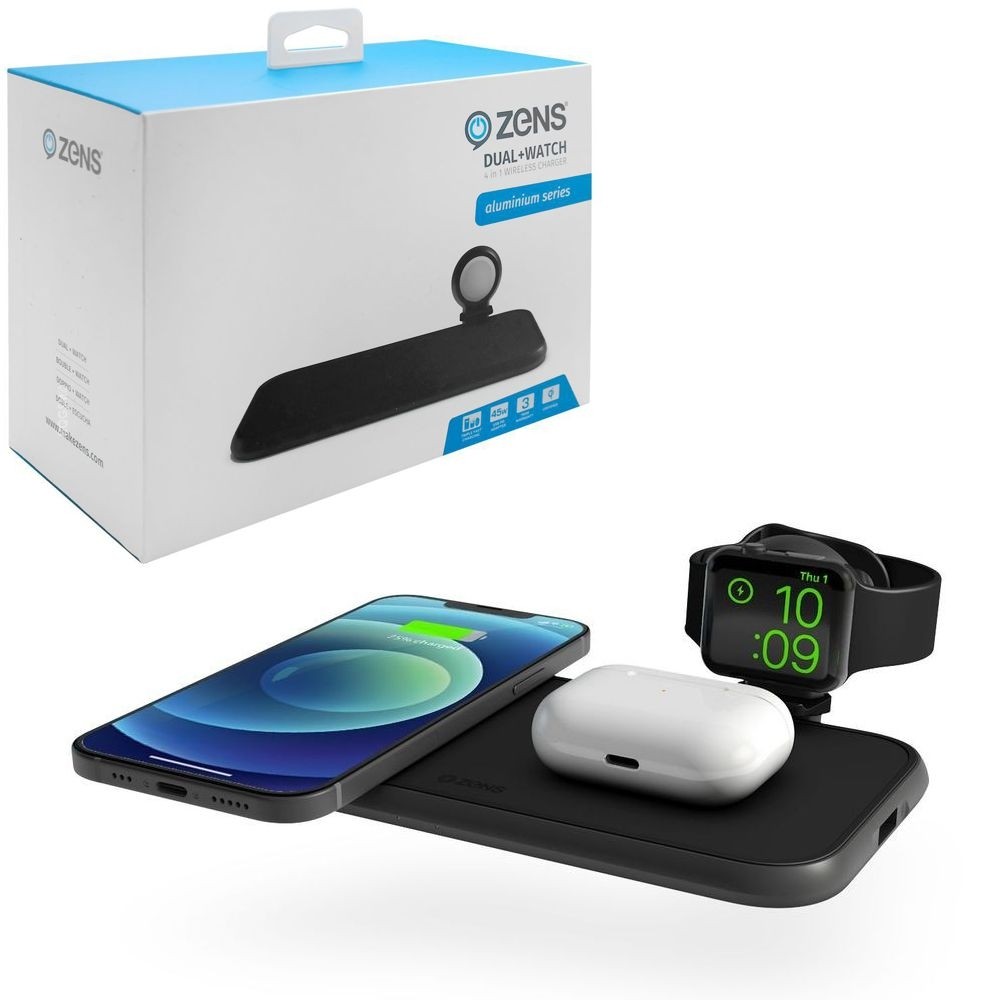 ZENS Wireless Charger 4w1 | Stacja Ładowarka Indukcyjna 20W + USB | Apple iPhone Watch Airpods | Czarna